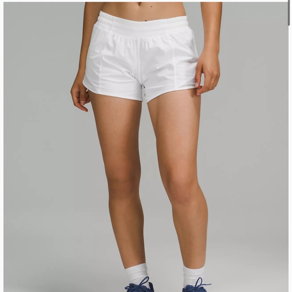 white lululemon 4in shorts